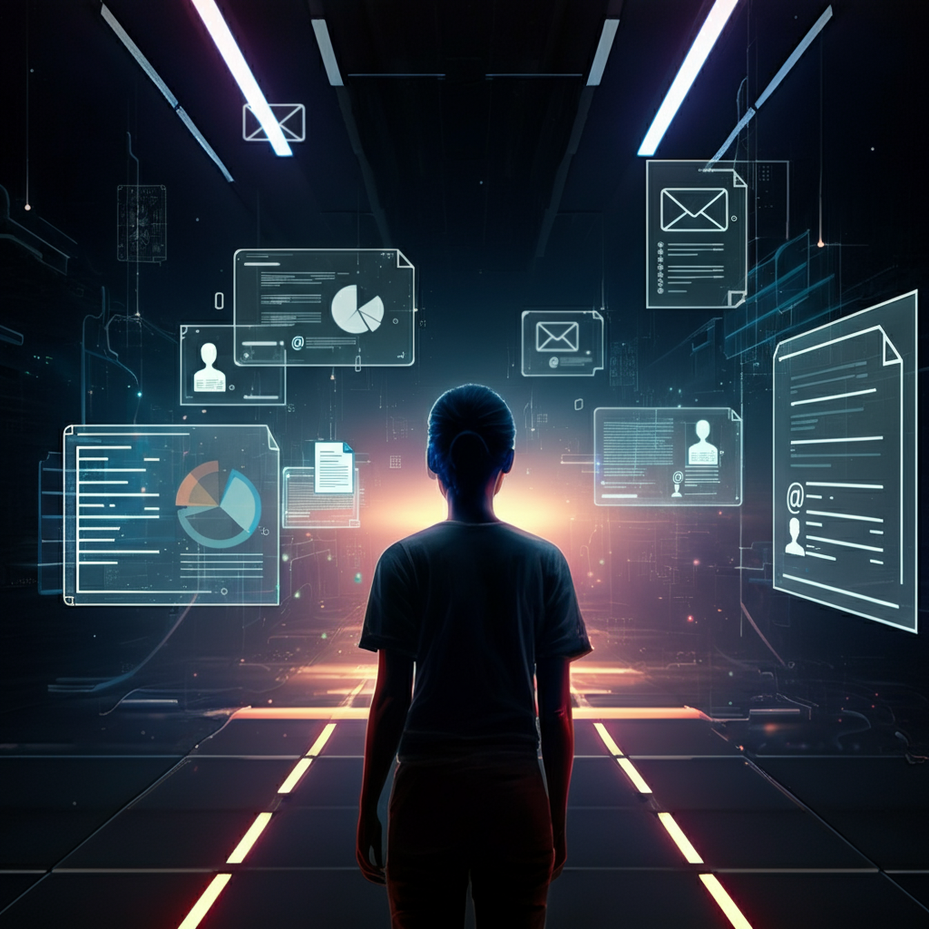 Person looking into the future of AI